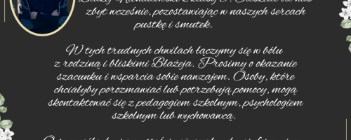 Pożegnanie naszego ucznia Błażeja Nienadowskiego